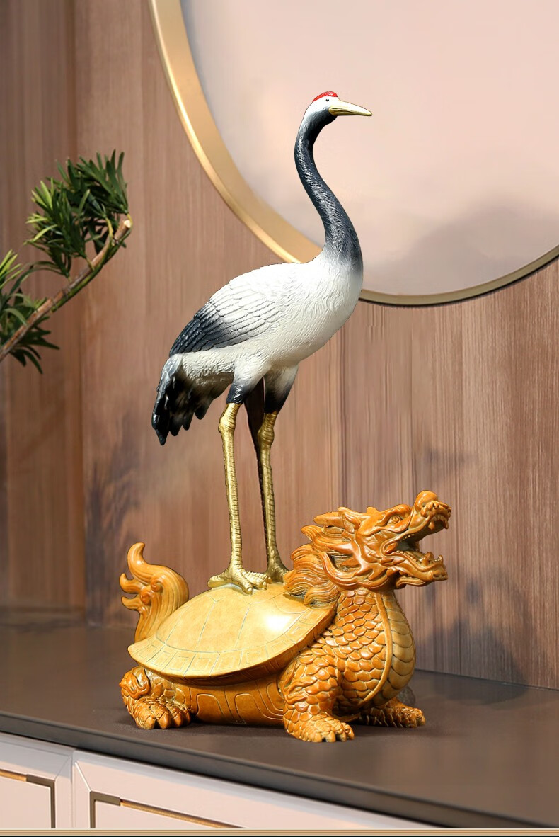 康聚如 全铜摆件《龟鹤延年》龙龟长寿家居饰品铜工艺品客厅玄关装饰