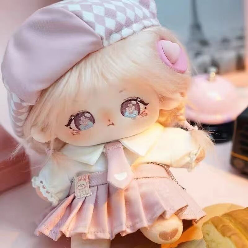 棉花娃娃 20cm有骨架女娃可爱嘤嘤怪无属性设计裸娃假发衣服鞋子娃衣