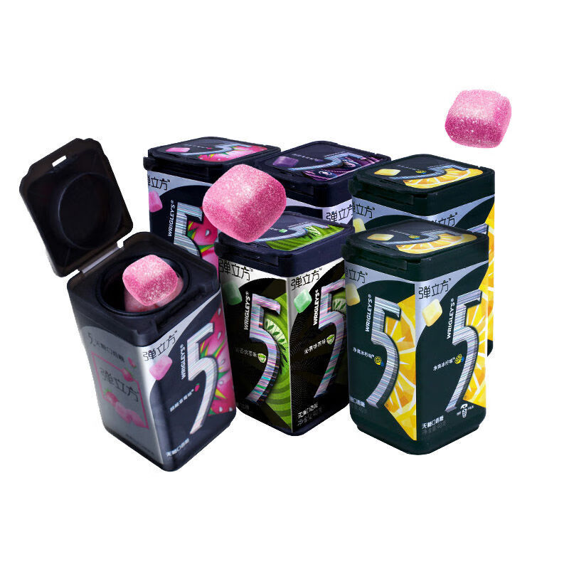 口香糖弹力方40g3瓶弹立方5无糖口香糖木糖醇薄荷味多口味弹力方零食