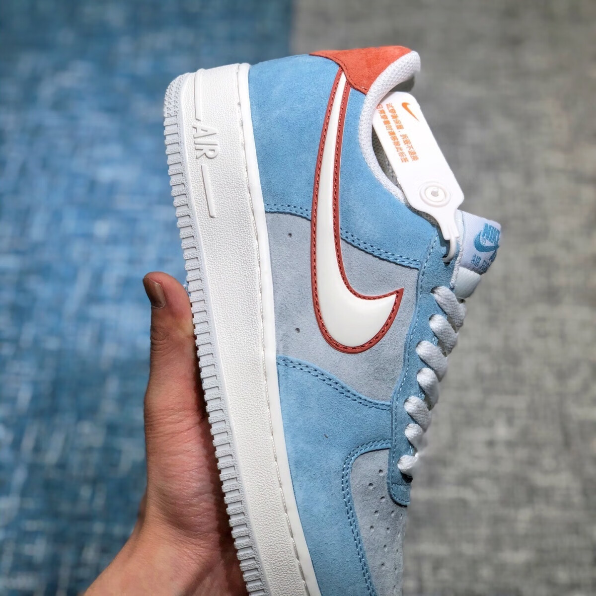 【耐克nike】aj男女款lowapos07酒红白云蓝反光勾空军一号滑板鞋