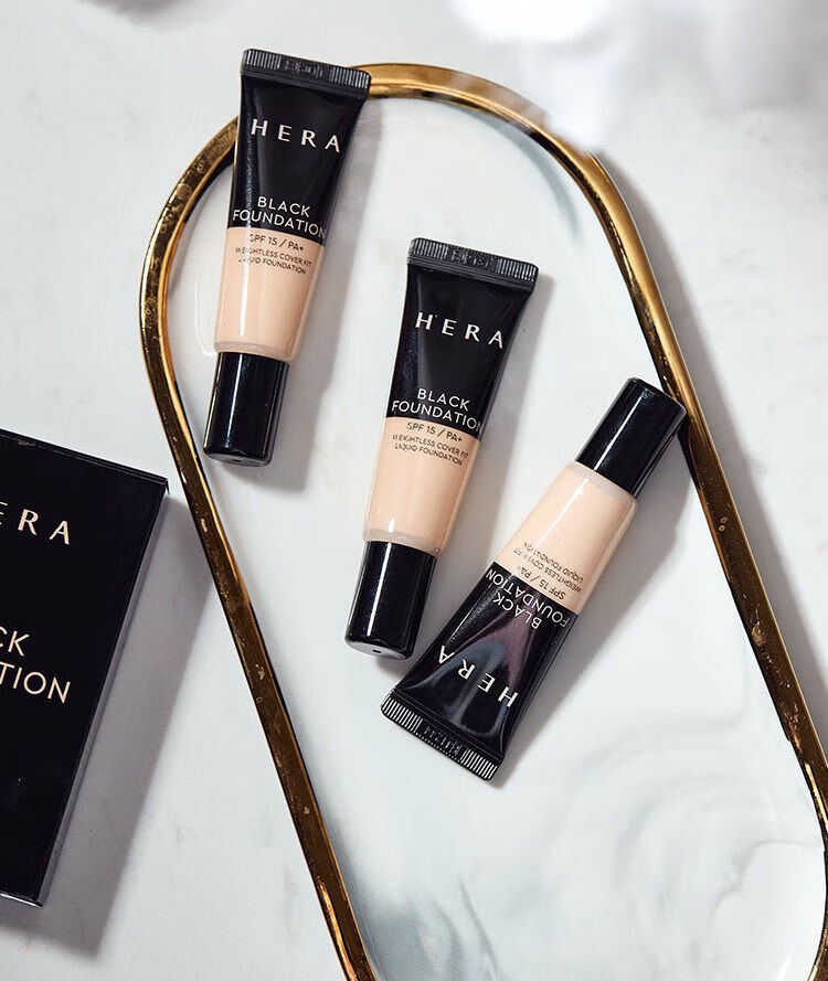 韩国赫妍黑金粉底液中样小样10ml遮瑕持久油皮亲妈23n1中样现货秒发