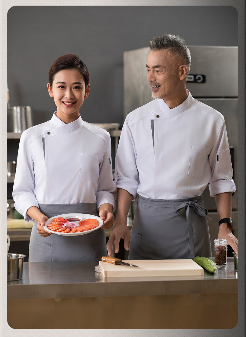 酒店厨师工作服长袖高端餐饮饭店火锅店厨房厨师服秋冬装厚款定制中西