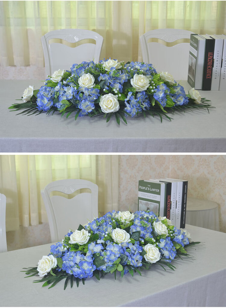 翠佳欧式长形会议桌花仿真台花塑料绣球玫瑰假绢花客厅酒店办公室餐桌
