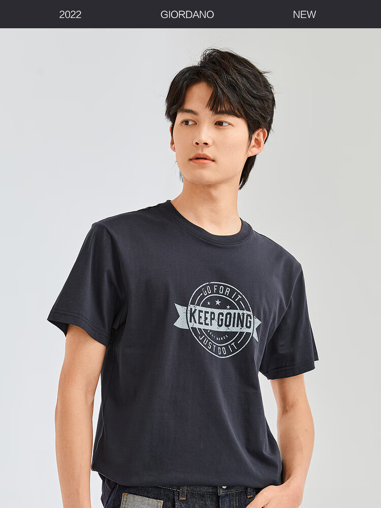 佐丹奴t恤衫男装夏季纯棉上衣趣味英文印花男生短袖t恤衫衣多穿