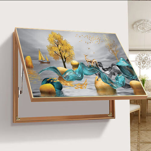 萌依儿电箱盖电表箱装饰画免打孔液压上翻电盒遮挡开关电盒配电箱挂画