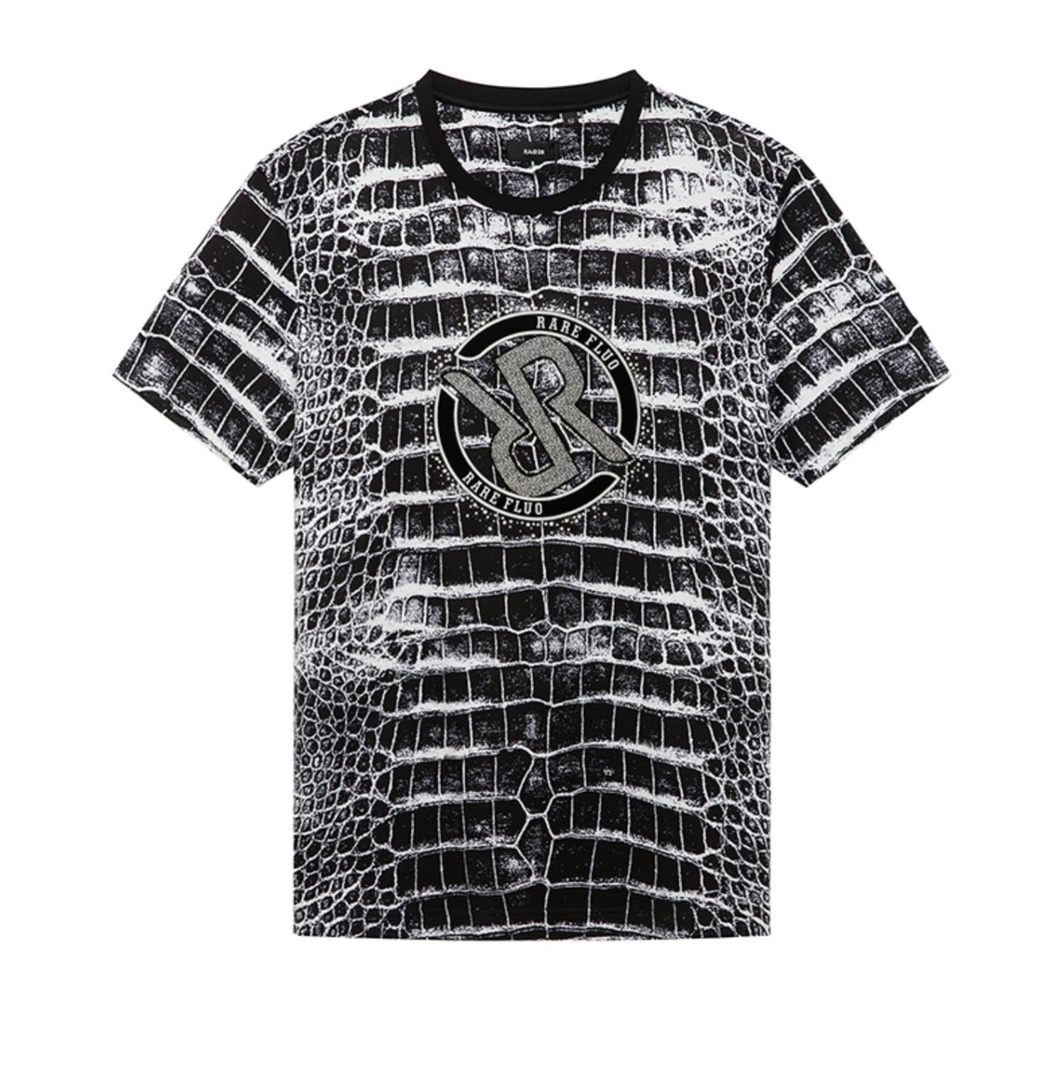 意大利rare威雅奢侈品夏季花色圆领短袖t恤不规则图案男士短袖t恤花色