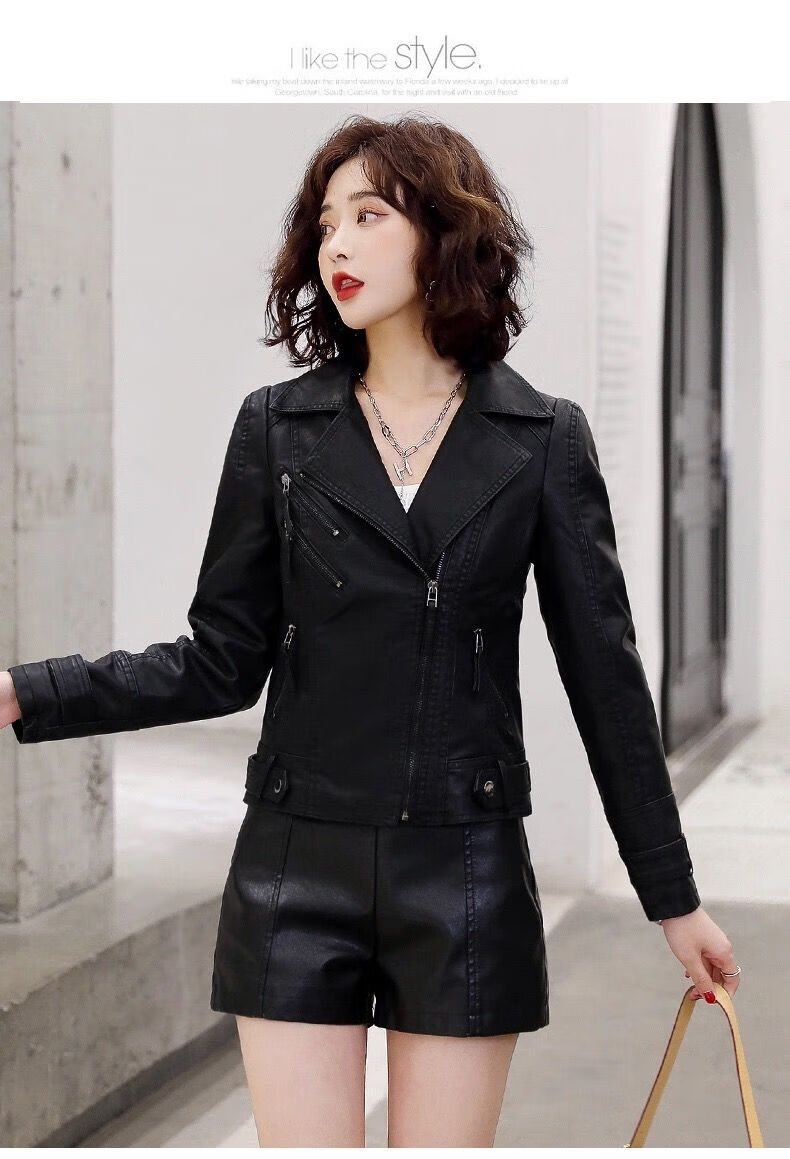 高品质皮衣外套女2021新款品质保证春季新款皮衣女2021年短款机车夹克