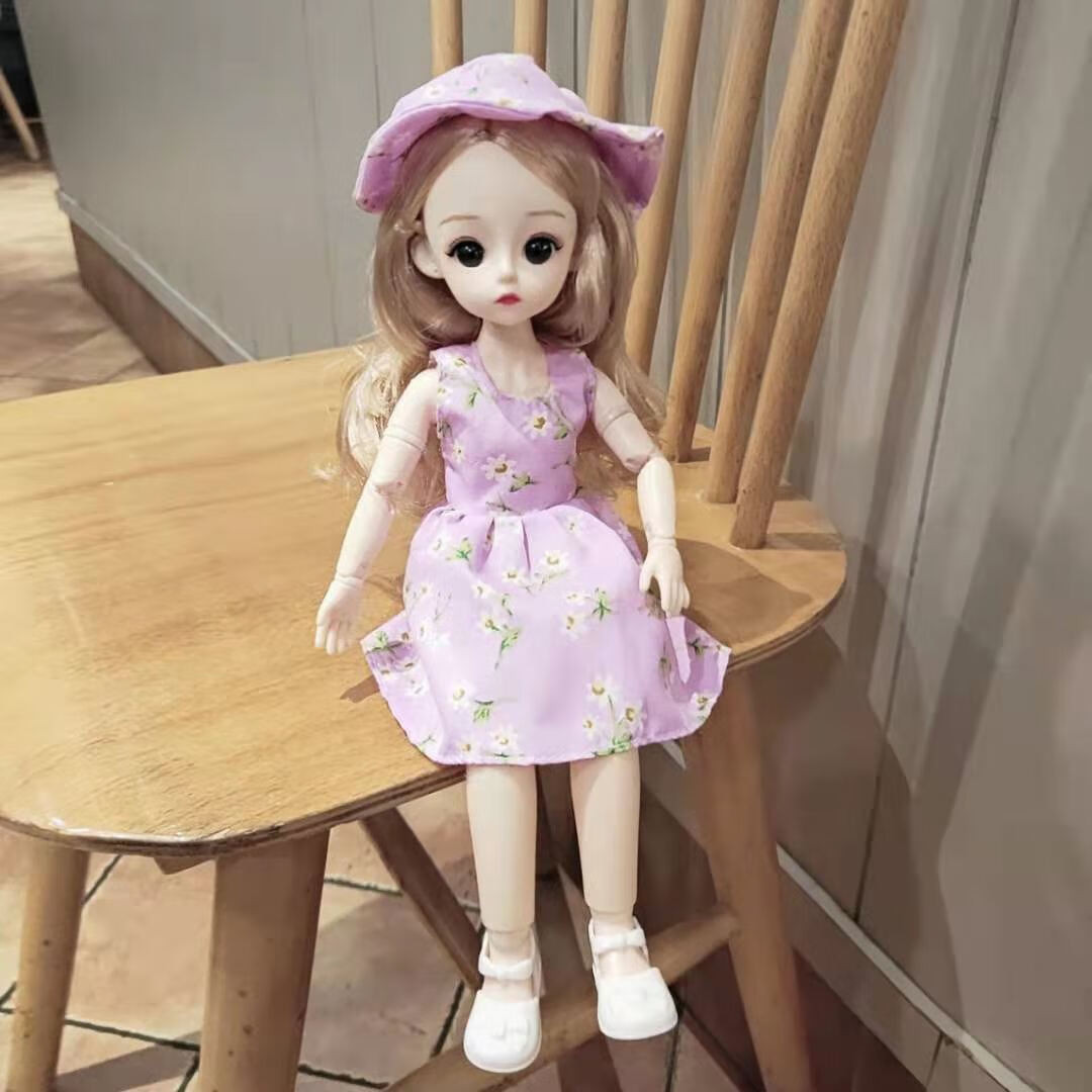 春季30厘米芭比娃娃公主4d真眼bjd娃娃女孩玩具生日礼物 b款娃娃 一套