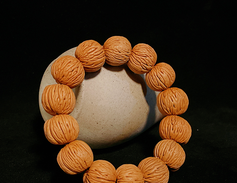 知逸堂 精品树皮纹竖纹桃核手串脑纹密纹蚂蚁纹天然文玩成人佛珠念珠