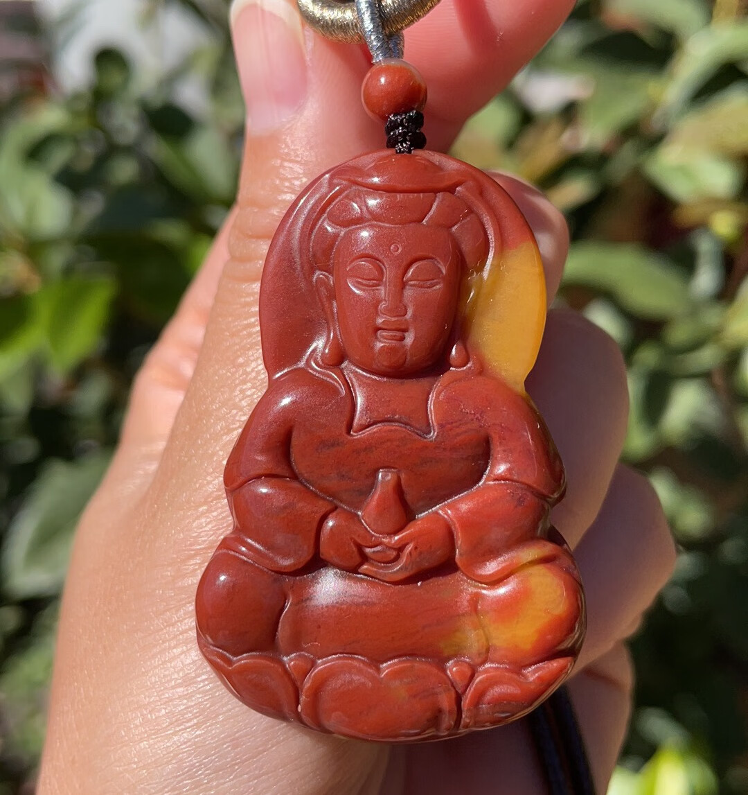 kk宝钰天然黄龙玉鸡血红鸡油黄正装净瓶挂件吊坠挂件证书新款