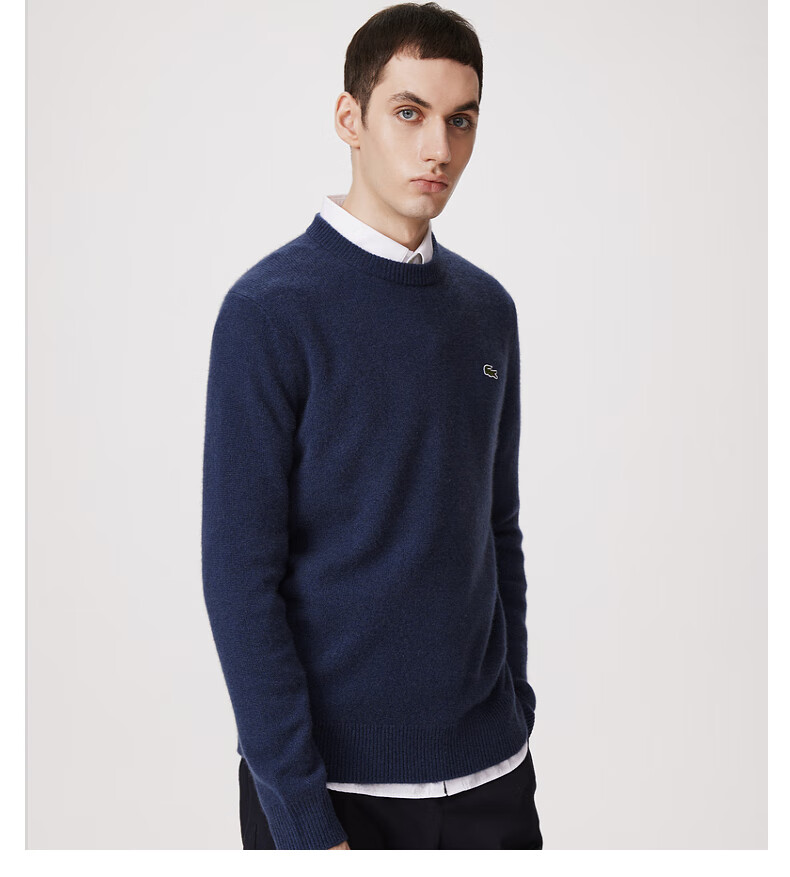 lacoste法国鳄鱼男装22秋季新款时尚保暖圆领毛衣ah6807 cca/灰色 03