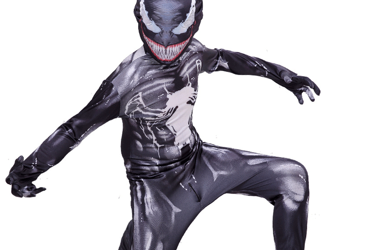 衣长袖男童连体衣服万圣节cos动漫演出服毒液衣服套装2022 毒液紧身衣