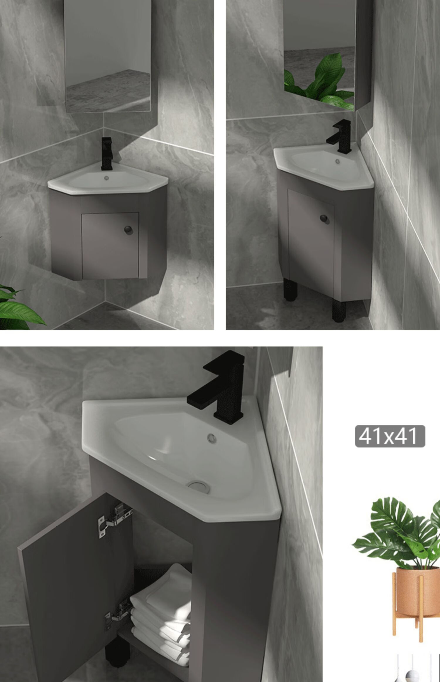 三角形洗手盆柜组合 小户型三角浴室柜组合转角洗脸面盆迷你洗漱台