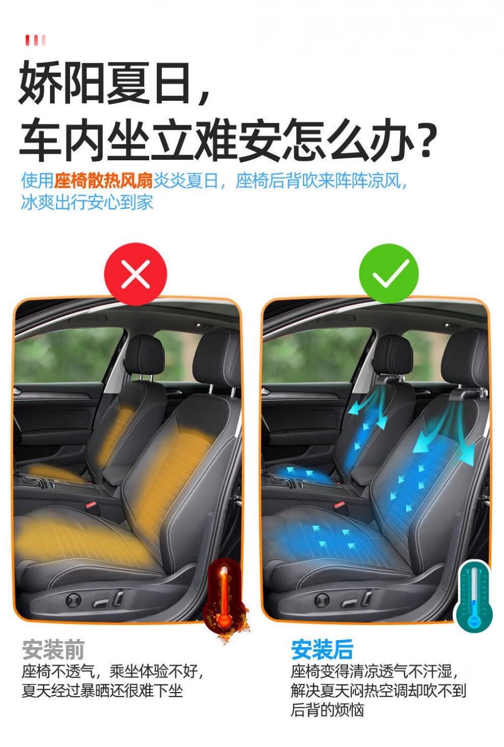 夏季車內風扇夏季車內座椅靠背後背散熱降溫神器汽車usb接口通用強力