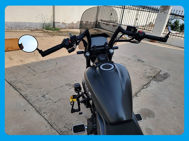 适用于豪爵tr300改装配件适用300高把羊角把龙头车把 30cm【黑色】