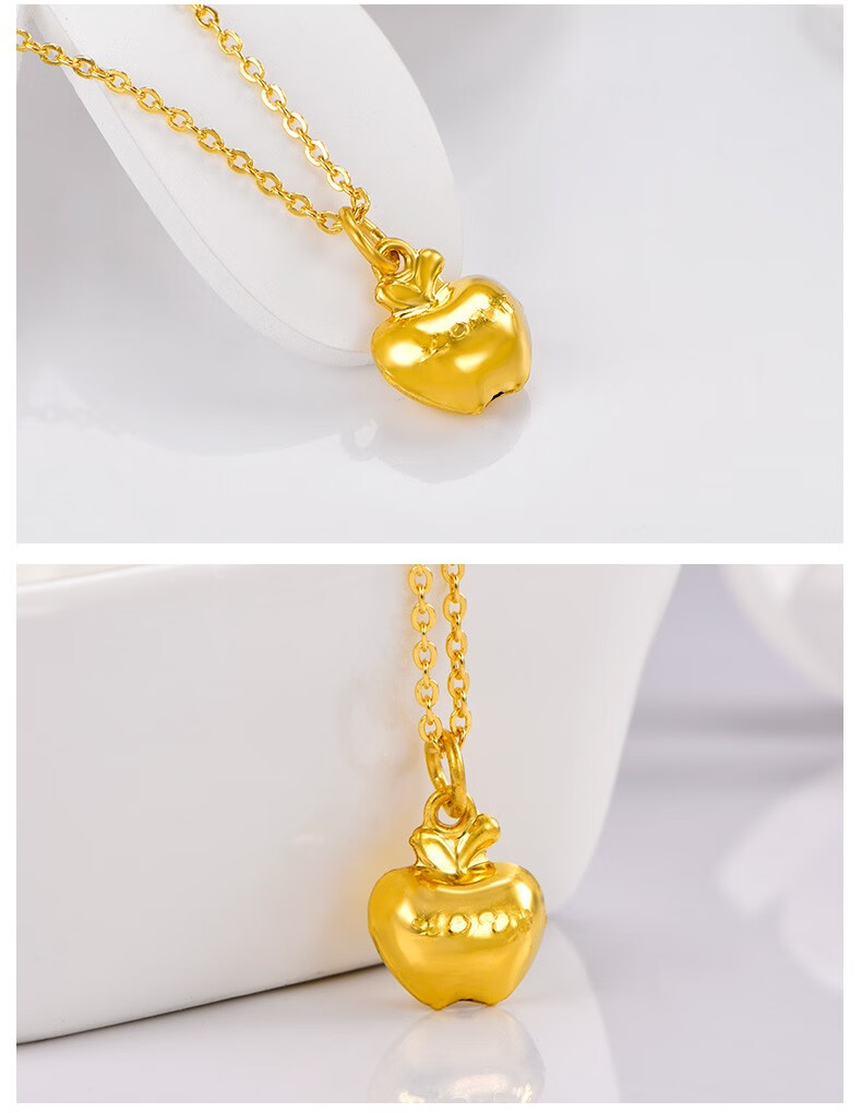 宫之瑄黄金苹果吊坠足金9999金苹果挂坠项链love送圣诞节平重量095g