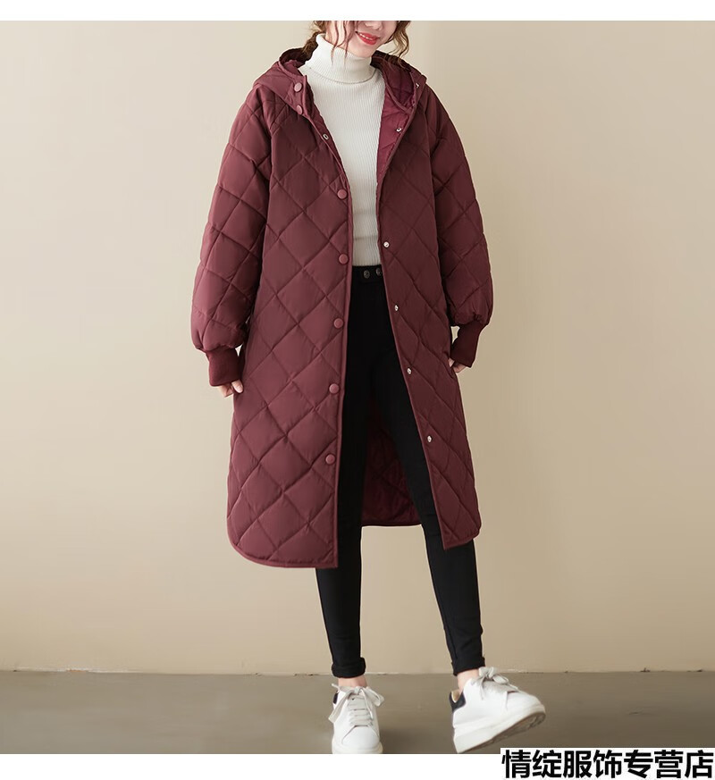 超保暖棉袄女新款冬天外套女大码中长款加厚长袖连帽棉衣胖mm冬装胖子