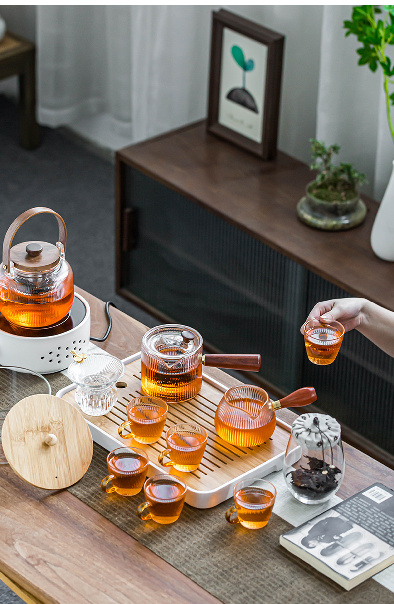 桥艺 玻璃功夫茶具套装家用简约办公室客厅茶杯侧把茶壶耐热喝茶套装