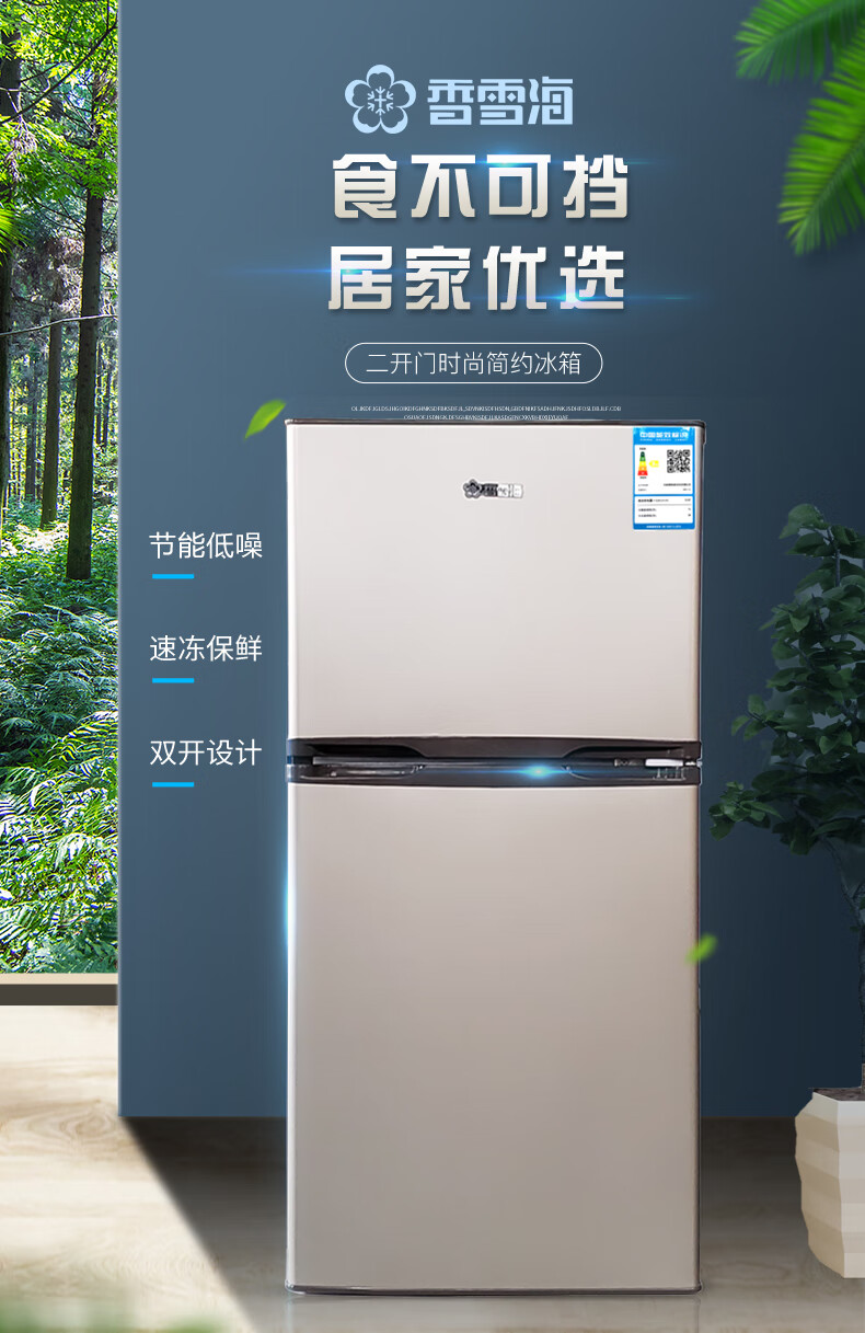香雪海家用小型电冰箱大容量冷藏冷冻节能家用冰箱bcd290r土豪金铜管