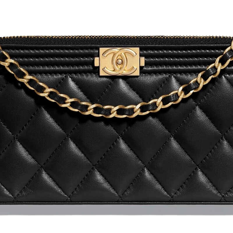 香奈儿chanel女包单肩包链条包经典菱格纹晚宴包黑色羊皮黑色a84069y