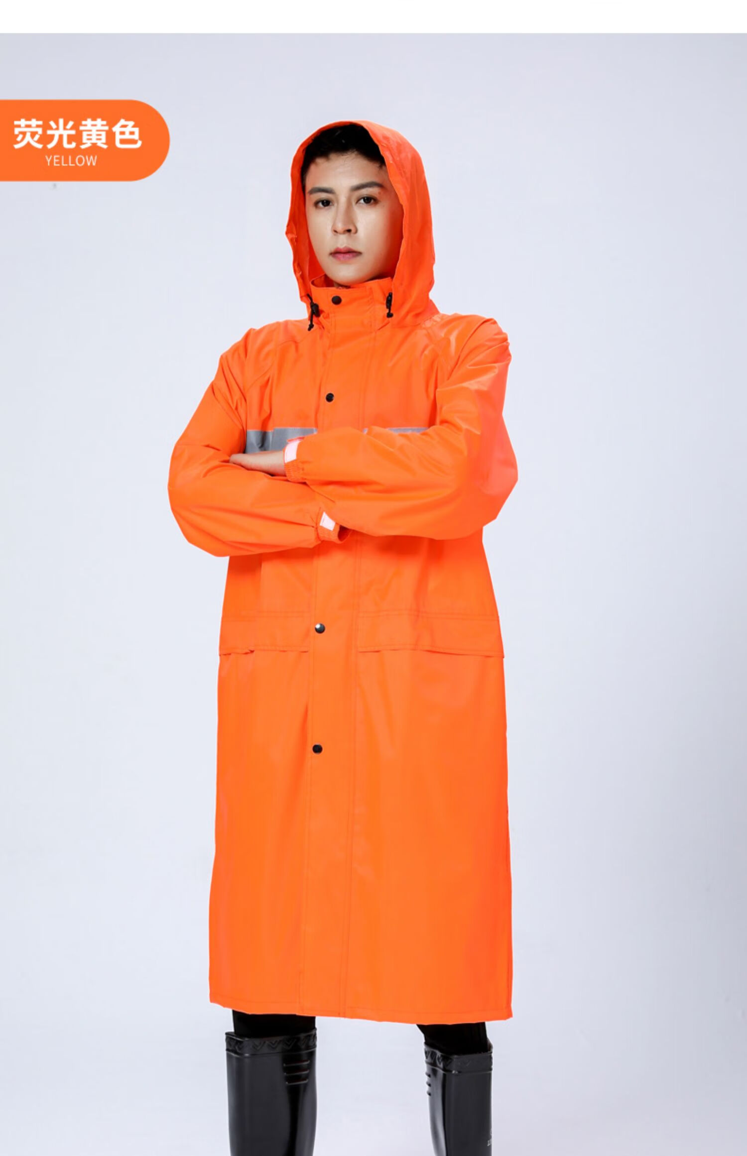 雨衣长款全身男士女户外工地劳保连体单人反光雨披若幻单层常规款黑色