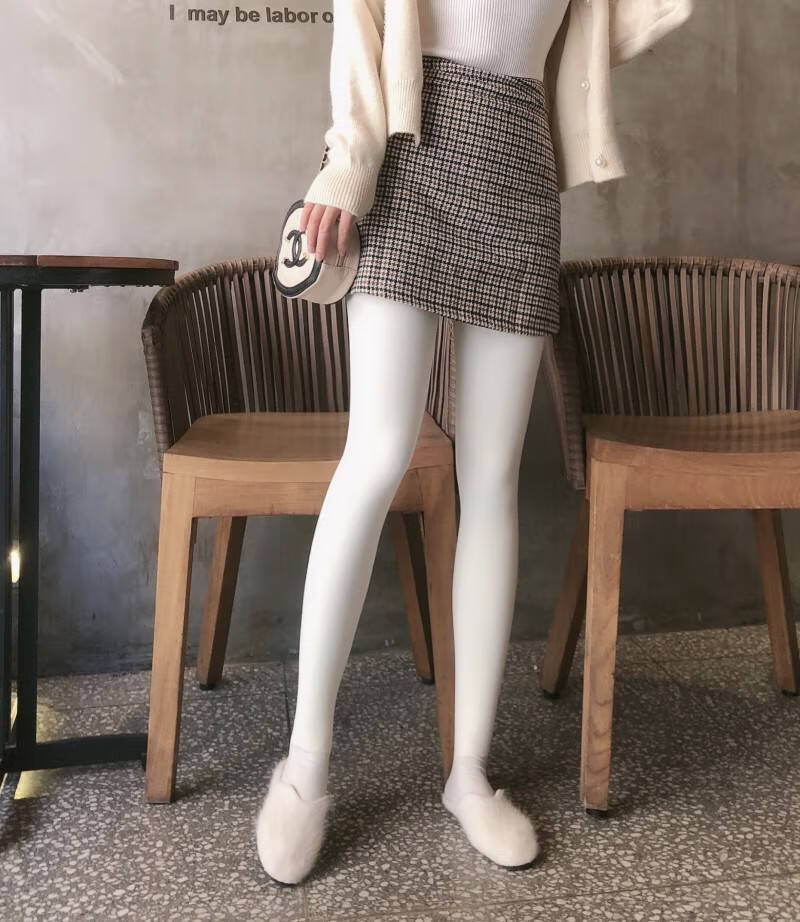 袜加厚成人奶白丝袜女打底裤连体裤袜一体裤1000d羽毛绒奶白色踩脚款