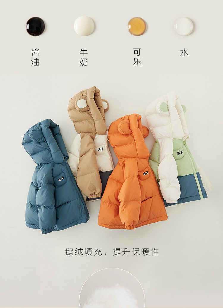 【三防鹅绒】papa爬爬冬儿童外套婴儿衣服男女宝宝大耳朵羽绒服儿童