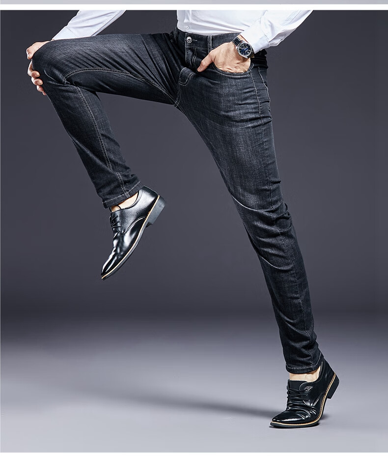 华伦天奴奥兰迪轻奢男士春夏新款牛仔裤长裤男装裤子修身直筒休闲弹力