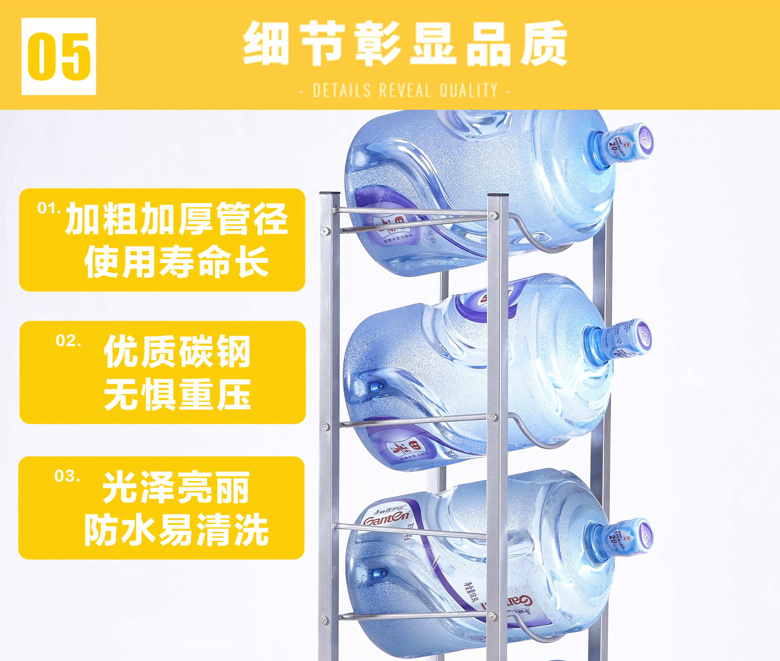 水桶架桶装水支架水桶置物架子双排纯净水桶收纳放置架银色三c2525