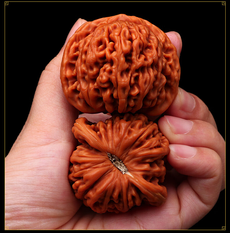 崇杰 文玩核桃四座楼狮子头手把件机刷高抛原色盘玩男士手玩麻核桃