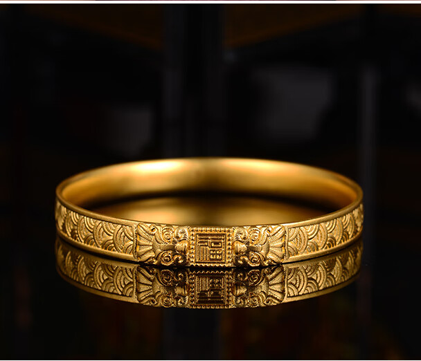 款50克足金磨砂面古法传承礼物 福狮守福古法黄金手镯约50克【图片