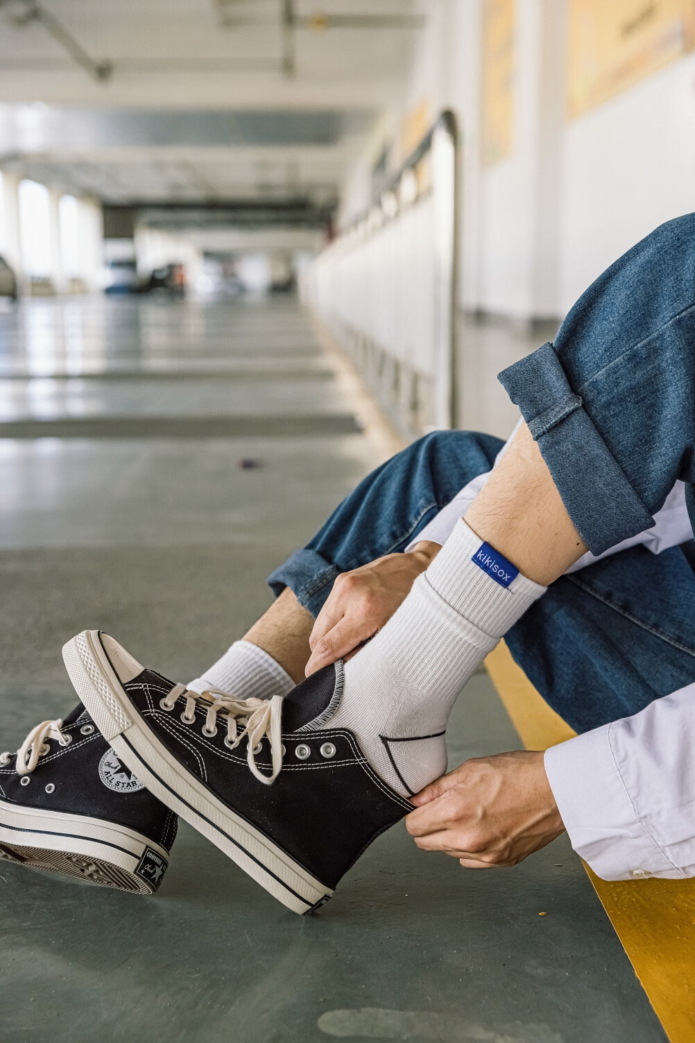革斤威袜子男双罗口个性街头潮袜秋冬外穿ins字母潮牌长袜男双罗口布