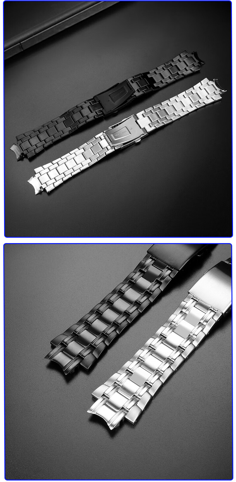 适用卡西欧efr539dbk精钢表带5345手表带表链钢链配件男银色黑色