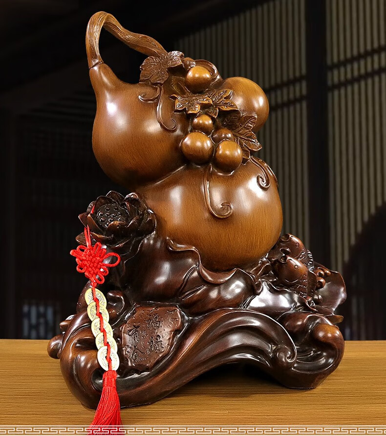 千福瑞金色福字葫芦摆件存钱罐客厅酒柜电视柜玄关装饰品办公室书柜