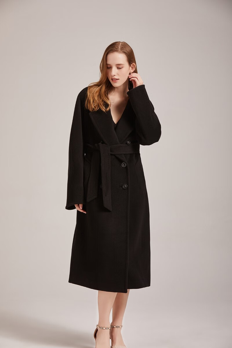 毛呢大衣女 2022新款端赫本风101801双面羊绒大衣女中长款毛呢外套