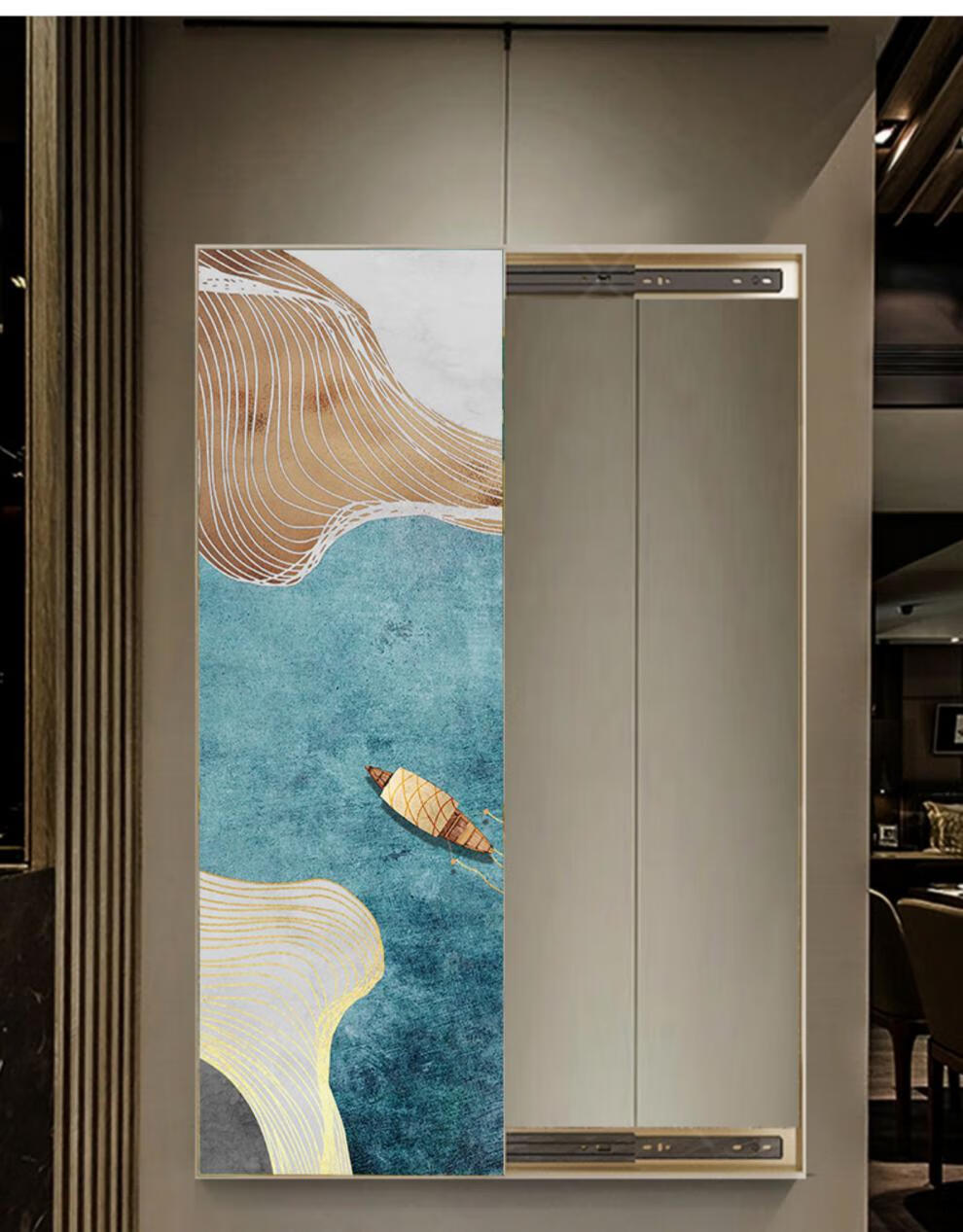 穿衣镜 隐藏式镜子穿衣镜子可隐藏装饰画壁画式推拉全身镜女生挂卧室