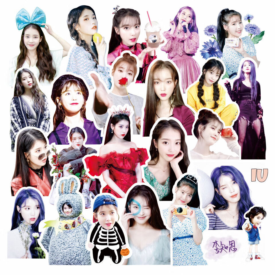 iu李知恩手帐贴纸韩国明星同款周边明信片手机电脑一体装饰贴纸纸玫瑰