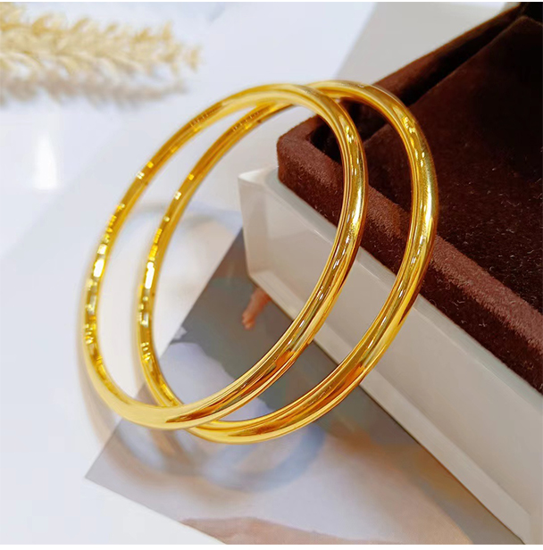 妙灵阁 无氰黄金手镯2021新款999足金镯子女光面年轻款时尚简约古法