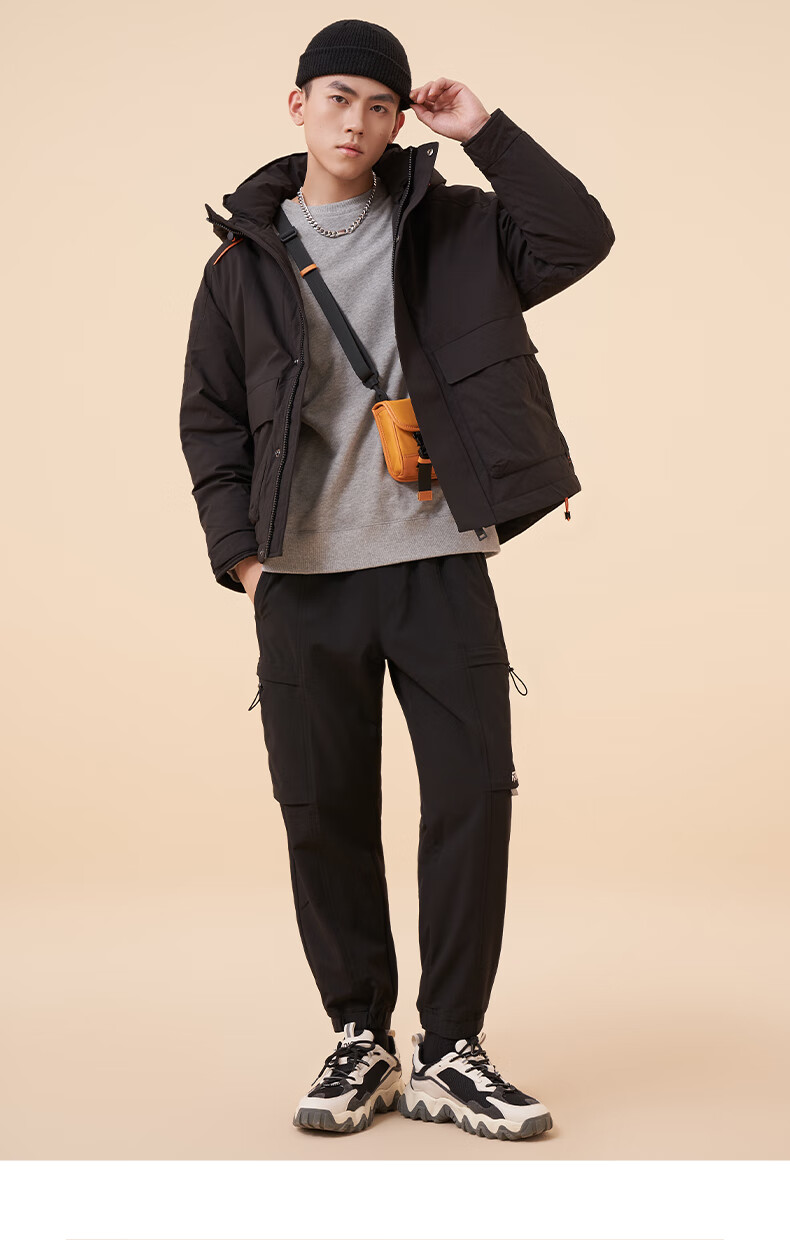 热风2021年冬季新款男士工装短款羽绒服f12m181609灰色l