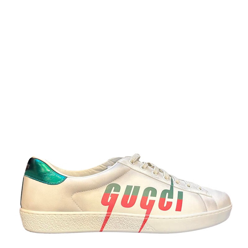 【元旦節送禮】gucci 閃電字母小髒鞋 白色系 英碼11【圖片 價格 品牌