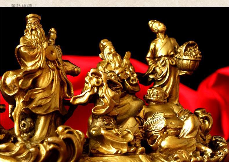 纯铜八仙过海神相摆件八仙葫芦何仙姑吕洞宾韩湘子铁拐李家居摆设黄铜