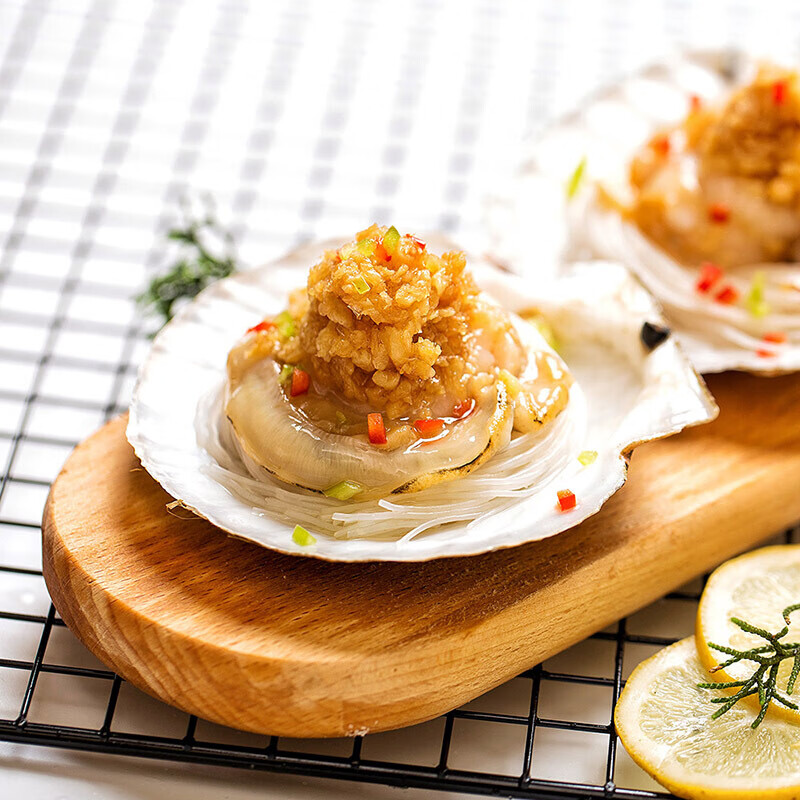 獐子岛冷冻蒜蓉粉丝扇贝400g12只虾夷扇贝烧烤食材海鲜生鲜黑椒三文鱼