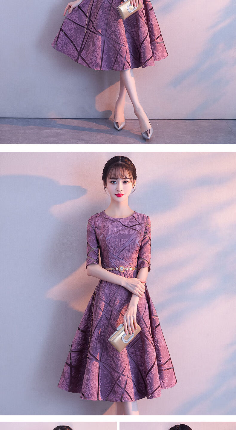 晚礼服女2022新款气质生日小礼服中长款宴会高贵敬酒服主持连衣裙