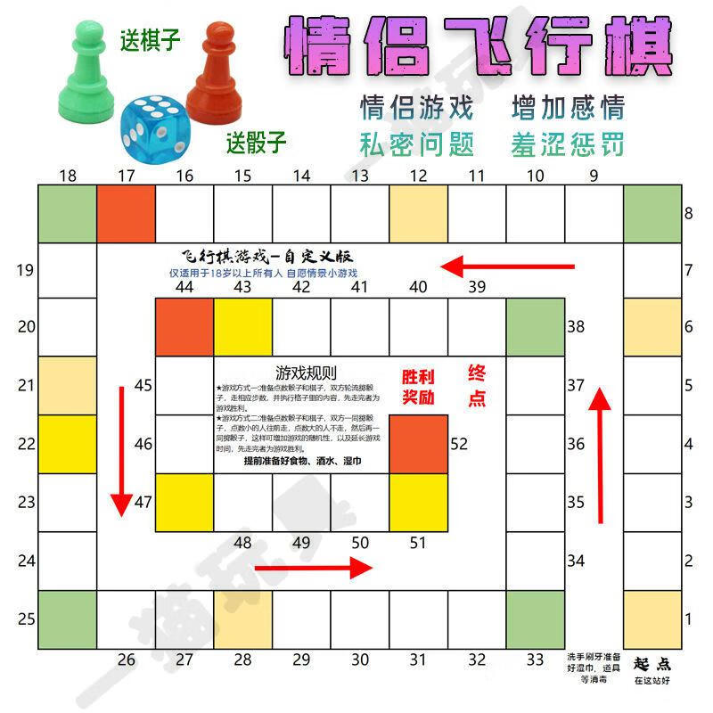 夫妻飞行棋成人版情侣版双人恋爱神器大富翁污情趣互动玩具促进感情
