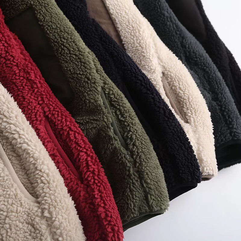 棉服女冬季加厚新款u家仿羊羔绒外套颗粒摇粒绒加厚防风茄克外套女冬