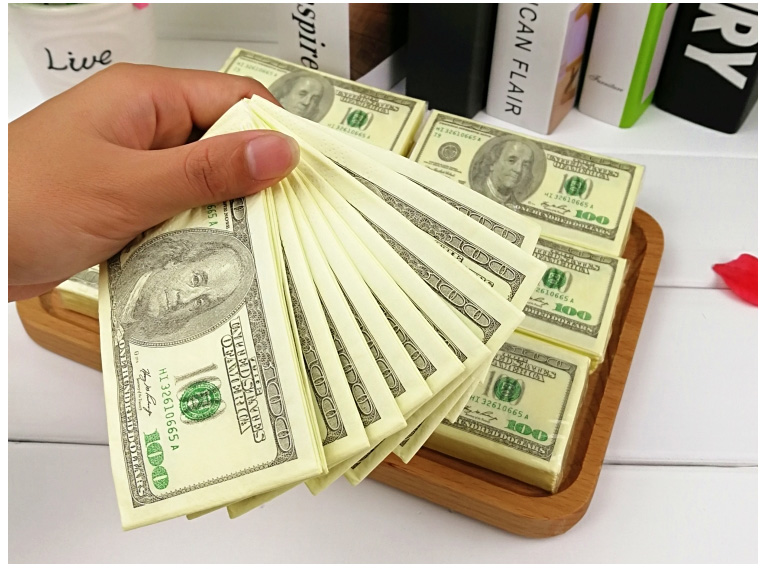 钞票卫生纸创意美元纸巾印花小包餐巾纸家用便携式手帕纸12包