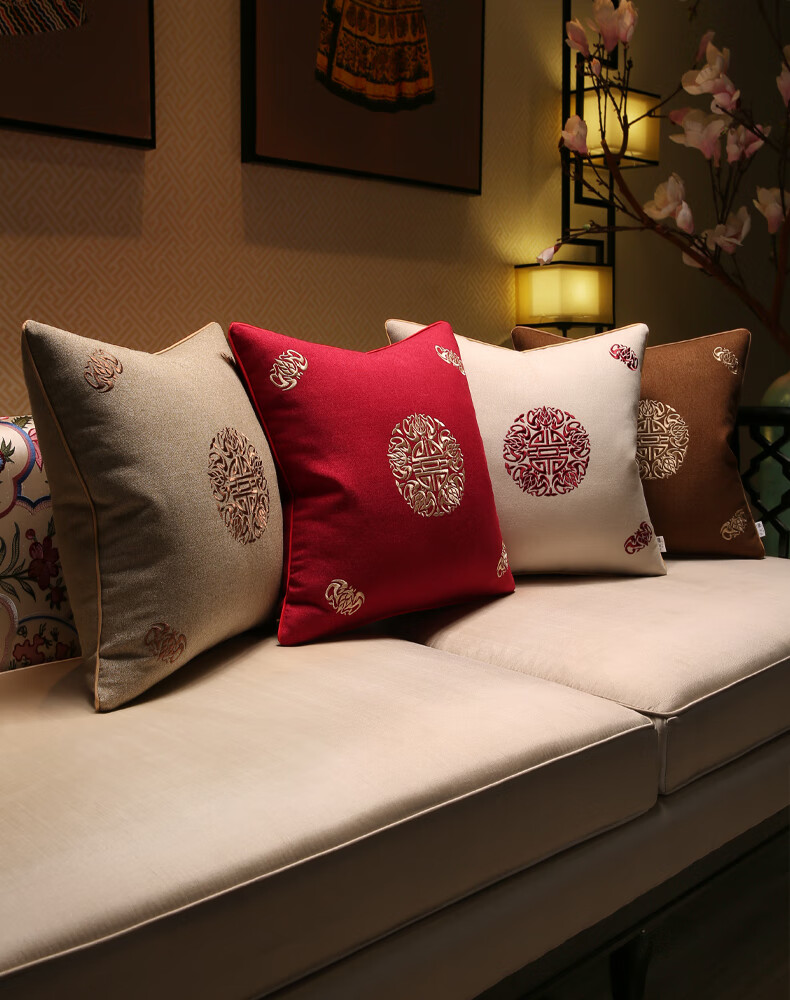 罗曼时光中式红木沙发抱枕靠枕套中国风客厅靠背腰枕