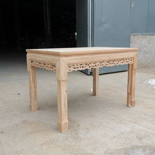 北方老榆木八仙桌四方桌中式全实木餐桌餐台中堂桌子明清仿古雕花 90