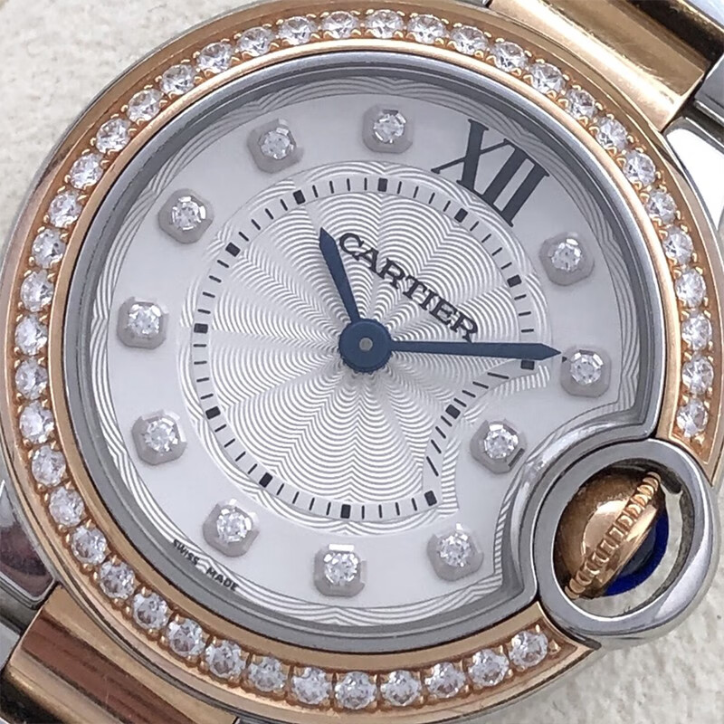 二手95新卡地亚蓝气球w3bb0009石英精钢18k玫瑰金原镶钻奢侈品女士