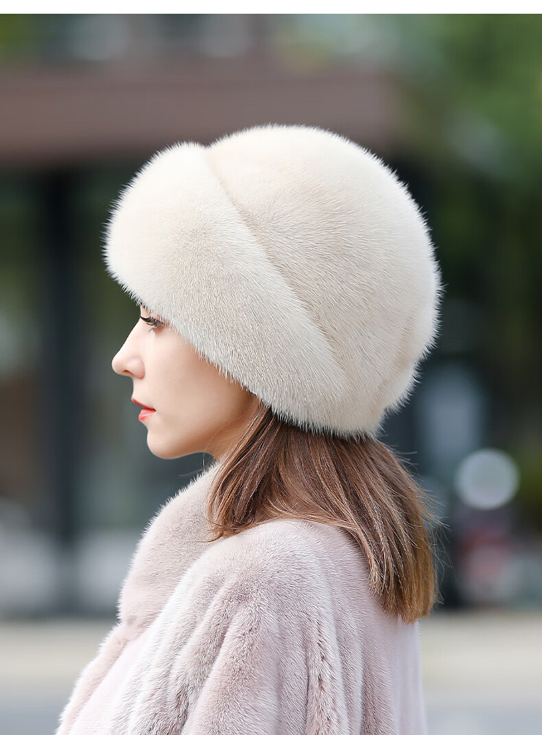 幕加格貂帽女士冬季新款加厚保暖水貂毛整貂礼帽妈妈皮草帽子5144米
